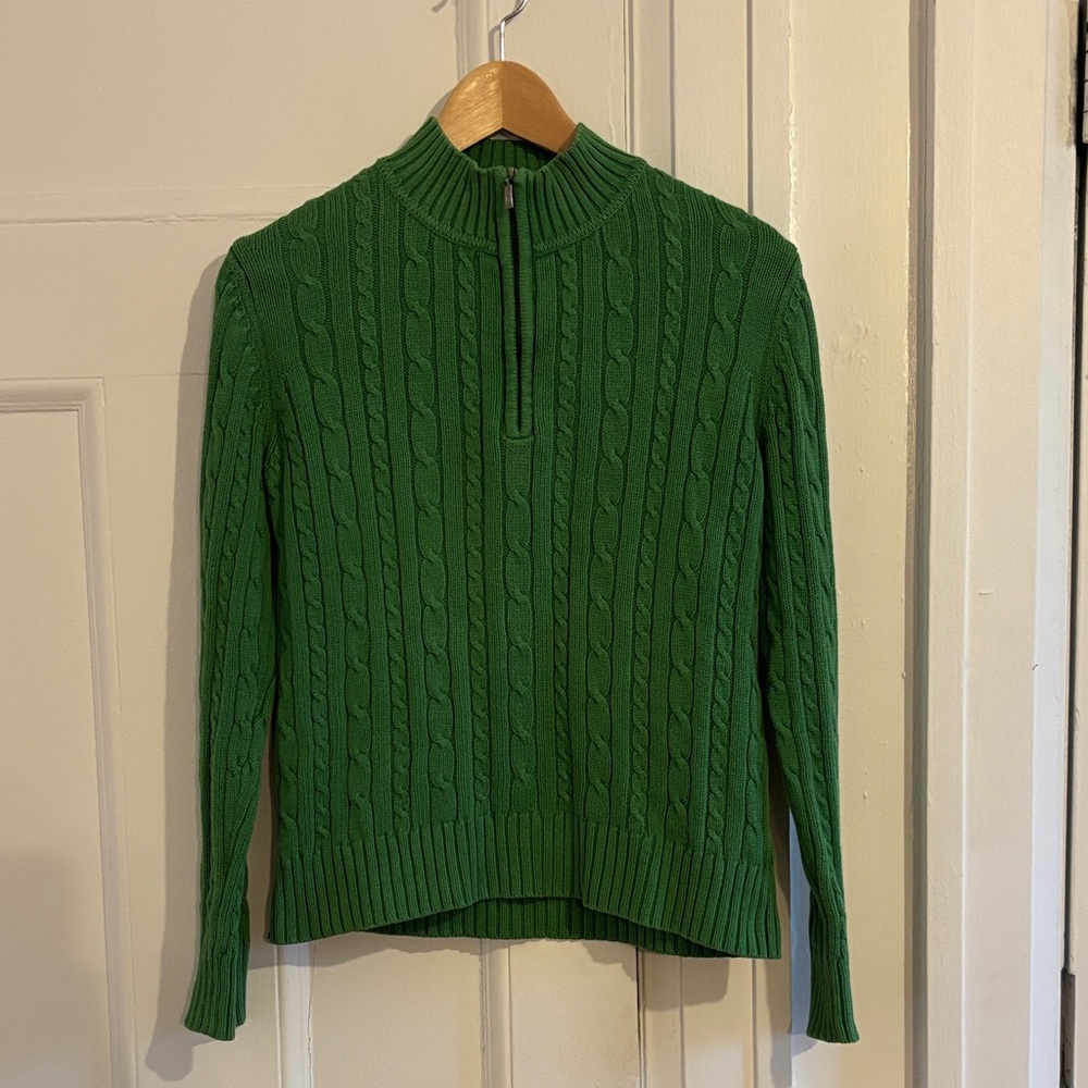 Denver Hayes Forest Green Cable Knit Turtleneck Sweater